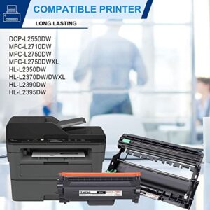 1 Pack TN760 Toner Cartridge & 1 Pack DR730 Drum Unit Compatible TN760 DR730 Replacement for Brother DCP-L2550DW MFC-L2710DW L2750DW L2750DWXL HL-L2350DW L2370DW L2390DW L2395DW Printer