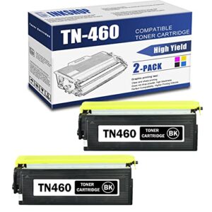 tn460 compatible tn-460 black high yield toner cartridge replacement for brother tn-460 dcp-1200 hl-1230 hl-1240 mfc-8300 intellifax-4100e toner.(2 pack)