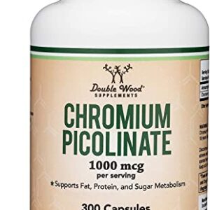 Chromium Picolinate 1000mcg for Healthy Weight Management (High Absorption and Bioavailability) (300 Vegan Safe Capsules, Non-GMO, Gluten Free, Manufactured in The USA) by Double Wood Supplements