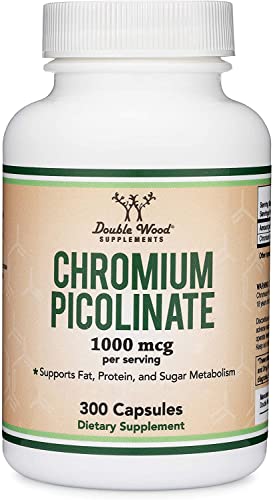 Chromium Picolinate 1000mcg for Healthy Weight Management (High Absorption and Bioavailability) (300 Vegan Safe Capsules, Non-GMO, Gluten Free, Manufactured in The USA) by Double Wood Supplements