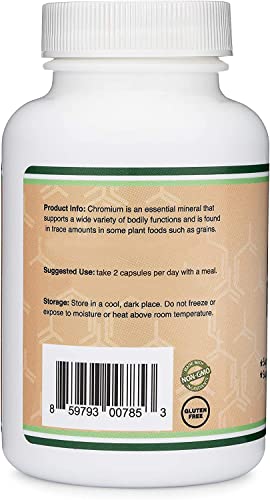 Chromium Picolinate 1000mcg for Healthy Weight Management (High Absorption and Bioavailability) (300 Vegan Safe Capsules, Non-GMO, Gluten Free, Manufactured in The USA) by Double Wood Supplements