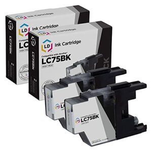 ld compatible ink cartridge replacement for brother lc75bk high yield (black, 2-pack)