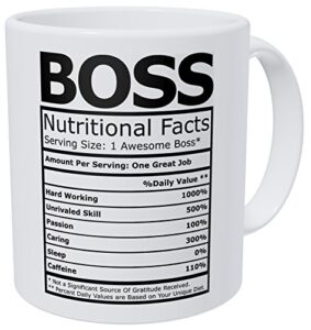 wampumtuk boss nutritional fatcs 11 ounces funny coffee mug