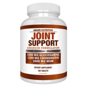 glucosamine chondroitin turmeric msm boswellia – joint support supplement for relief 180 tablets – arazo nutrition
