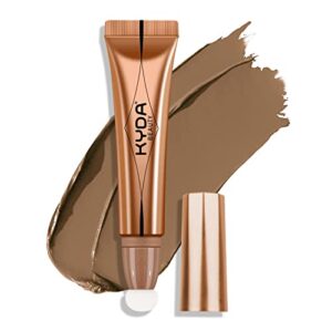 kyda contour beauty wand, liquid face concealer contouring with cushion applicator, high coverage natural matte finish, lightweight blendable super silky cream contour stick, by ownest beauty-medium