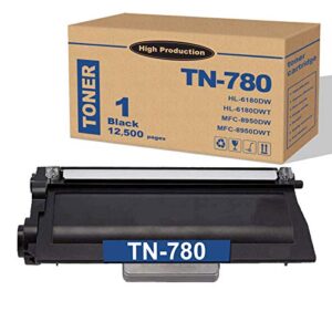 super high yield tn-780 1 pack black toner cartridge compatible tn780 replacement for brother hl-6180dw hl-6180dwt mfc-8950dw mfc-8950dwt printers.