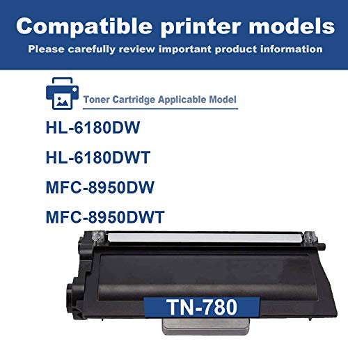 Super High Yield TN-780 1 Pack Black Toner Cartridge Compatible TN780 Replacement for Brother HL-6180DW HL-6180DWT MFC-8950DW MFC-8950DWT Printers.