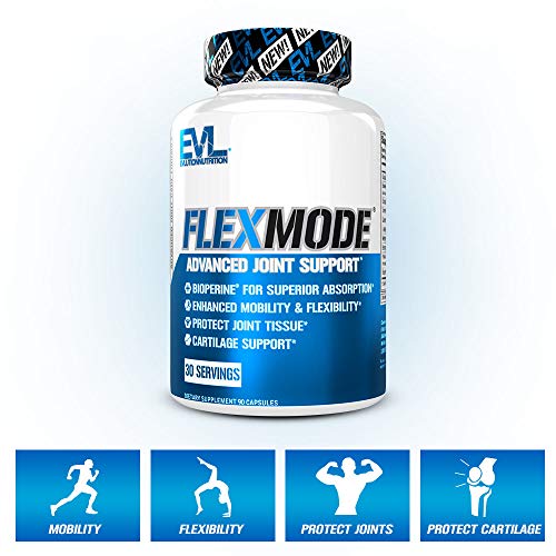 Evlution High Absorption Joint Support Supplement Nutrition FLEXMODE Joint Supplement with Advanced Joint Vitamins Including Glucosamine Chondroitin MSM Boswellia and Hyaluronic Acid - 30 Servings