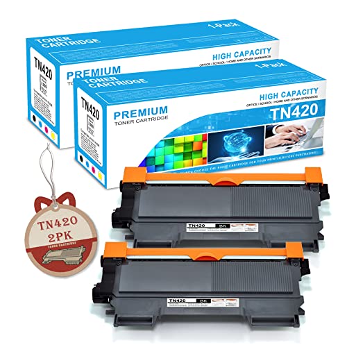 TN420 Toner Cartridge Compatible TN-420 Black Replacement for Brother TN420 TN-420 for Brother DCP-7060D DCP-7065D MFC-7240 MFC-7360N MFC-7365DN MFC-7460DN Printer Toner.(Black 2 Pack)