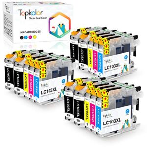 topkolor compatible ink cartridges replacement for brother lc103 lc101 lc103xl for printer mfc-j870dw mfc-j450dw mfc-j6920dw 15 combo packs, newest chips.