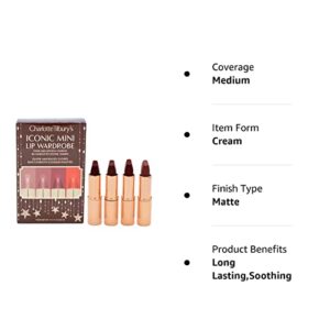 CHARLOTTE TILBURY Mini Iconic Lip Wardrobe - Matte Revolution Quad 4 Lipsticks Gift Set:: Pillow Talk, Pillow Talk Medium, Walk of No Shame, Red Carpet Red - Long Lasting