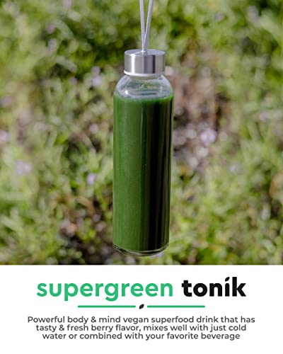 SUPERGREEN TONIK 100% Natural Greens Superfood Powder – Daily Supplement with 38 Superfoods, Vitamins and Minerals – Supports Energy, Stress, Sleep, Immunity – 30 Days 378 Grams Berry Flavor (1 Tub)