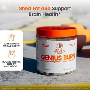 Genius Thermogenic Fat Burner, 60 Diet Veggie Pills - Weight Loss & Metabolism Supplement, Appetite Suppressant & Energy Booster - Caffeine-Free Nootropic Focus & Brain Boost - Ashwagandha & TeaCrine