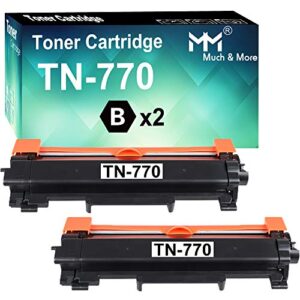 mm much & more compatible toner cartridge replacement for brother tn770 tn-770 tn730 tn760 super high yield black toner cartridge for hl-l2370dw hl-l2370dwxl mfc-l2750dw mfc-l2750dwxl printer (2-pack)