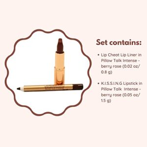 CHARLOTTE TILBURY Mini Pillow Talk Duo Lip Kit Pillow Talk Intense - Travel Size Lip Makeup Set, Mini Lip Cheat Lip Liner and Mini Matte Revolution Lipstick, Long Lasting