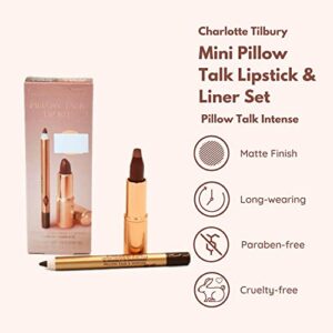 CHARLOTTE TILBURY Mini Pillow Talk Duo Lip Kit Pillow Talk Intense - Travel Size Lip Makeup Set, Mini Lip Cheat Lip Liner and Mini Matte Revolution Lipstick, Long Lasting