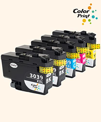 5-Pack ColorPrint Compatible LC3039 Ink Cartridge Replacement for Brother LC3039XXL LC-3039 XXL LC3037 LC-3037 Work with MFC-J5945DW MFC-J5845DW MFC-J6545DWXL MFC-J6945DW Printer (2 BK, 1C, 1M, 1Y)