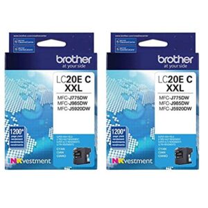 brother lc20ec super high yield cyan ink cartridge – 2 pack