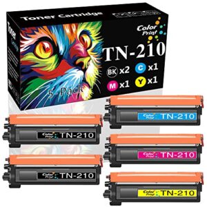 colorprint compatible toner cartridge replacement for brother tn210 tn-210 tn210bk work with dcp-9010cn hl-3070cw 3075cw 3040cn 3045cn mfc-9010cn 9125cn 9325cw printer (2bk, 1c, 1m, 1y, 5-pack)
