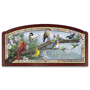 the bradford exchange glorious gathering stained glass songbird illuminated wall decor