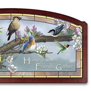 The Bradford Exchange Glorious Gathering Stained Glass Songbird Illuminated Wall Decor