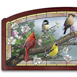 The Bradford Exchange Glorious Gathering Stained Glass Songbird Illuminated Wall Decor