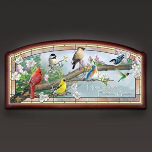 The Bradford Exchange Glorious Gathering Stained Glass Songbird Illuminated Wall Decor