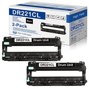 2-black dr221 dr-221cl bk drum unit replacement for brother dr221cl dr-221cl hl-3170cdw mfc-9330cdw hl-3140cw mfc-9130cw printer