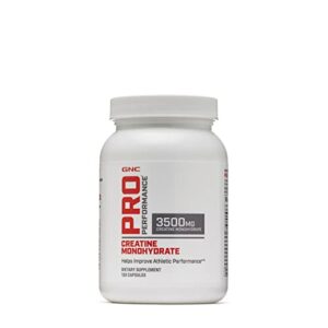 gnc pro performance creatine monohydrate 3500mg – 120 capsules, helps improve athletic performance