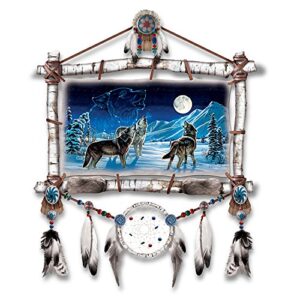 the bradford exchange cynthie fisher wolf art dreamcatcher wall plaque lights up and glows in the dark
