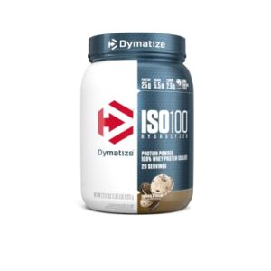 Dymatize ISO100 Hydrolyzed Protein Powder, 100% Whey Isolate Protein, 25g of Protein, 5.5g BCAAs, Gluten Free, Fast Absorbing, Easy Digesting, Cookies and Cream, 20 Servings