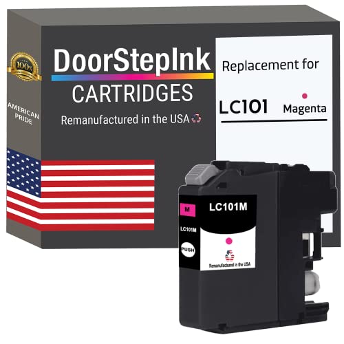 DoorStepInk Remanufactured in The USA Ink Cartridge Replacements for Brother LC101 Magenta for Printers DCP-J152W MFC-J245 MFC-J285DW MFC-J450DW MFC-J470DW MFC-J475DW MFC-J650DW