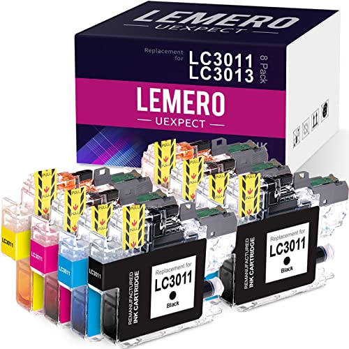 LC3011 LC-3011 LemeroUexpect Compatible Ink Cartridge Replacement for Brother LC3011 LC-3011 LC3013 LC3011BK for MFC-J491DW MFC-J497DW MFC-J690DW MFC-J895DW Printer Black Cyan Magenta Yellow,8P