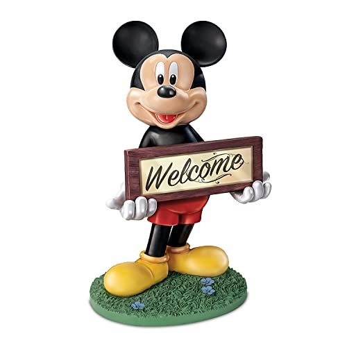 The Bradford Exchange Disney Mickey Mouse Solar Lit Welcome Sign with Built-in Light-Sensing Solar Panel