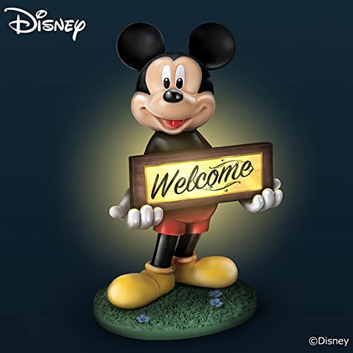 The Bradford Exchange Disney Mickey Mouse Solar Lit Welcome Sign with Built-in Light-Sensing Solar Panel