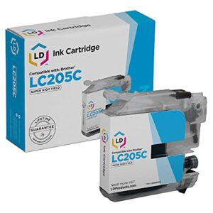 ld compatible ink cartridge printer replacement for brother lc205c super high yield (cyan)