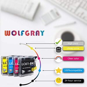 Wolfgray 24PK LC61 Compatible LC61BK LC61C LC61M LC61Y Ink Cartridge for Brother MFC-490CW MFC-495CW MFC-J615W MFC-J630W MFC-790CW MFC-290C DCP-165C DCP-385C DCP-585CW MFC-5490CN MFC-5890CN MFC-6490CW