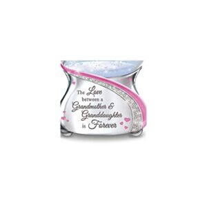 The Love Between A Grandmother & Granddaughter Musical Glitter Globe Featuring Entwined Silver & Glittery Pave Hearts