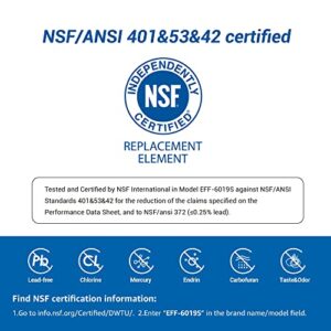 Maxblue RPWFE (with CHIP) NSF 401 Certified Refrigerator Water Filter, Replacement for GE® RPWFE, RPWF, WSG-4, WF277, GFE28GMKES, PFE28KBLTS, GFD28GSLSS, PWE23KSKSS, GYE22HMKES, DFE28JSKSS