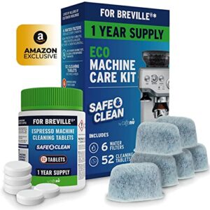 espresso machine care kit | 52x 2g breville espresso machine cleaning tablets & 6 breville espresso machine filter replacements | breville cleaning kit | removes build-up & filters water impurities