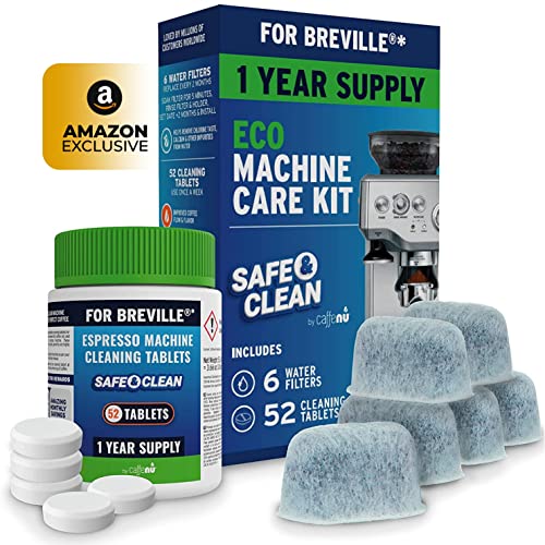 Espresso Machine Care Kit | 52x 2G Breville Espresso Machine Cleaning Tablets & 6 Breville Espresso Machine Filter Replacements | Breville Cleaning Kit | Removes Build-up & Filters Water Impurities