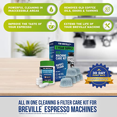 Espresso Machine Care Kit | 52x 2G Breville Espresso Machine Cleaning Tablets & 6 Breville Espresso Machine Filter Replacements | Breville Cleaning Kit | Removes Build-up & Filters Water Impurities