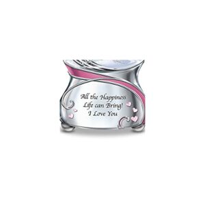 My Daughter, I Wish You Musical Glitter Globe with Heart Charm and Glass Jewel