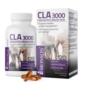 Bronson CLA 3000 Extra High Potency Supports Healthy Weight Management Lean Muscle Mass Non-Stimulating Conjugated Linoleic Acid 120 Softgels