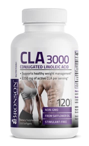 Bronson CLA 3000 Extra High Potency Supports Healthy Weight Management Lean Muscle Mass Non-Stimulating Conjugated Linoleic Acid 120 Softgels