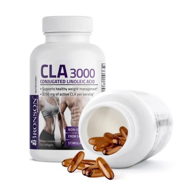 Bronson CLA 3000 Extra High Potency Supports Healthy Weight Management Lean Muscle Mass Non-Stimulating Conjugated Linoleic Acid 120 Softgels