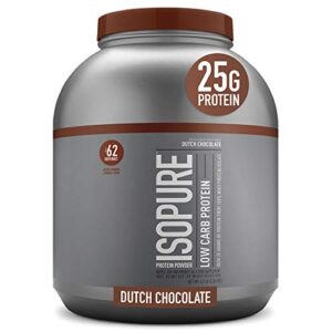 isopure whey isolate protein powder with vitamin c & zinc for immune support, 25g protein, low carb & keto friendly, flavor: dutch chocolate, 4.5 pounds (packaging may vary)
