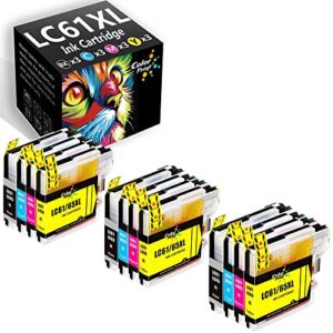colorprint (12-pack, 3bk, 3c, 3m, 3y) compatible lc-61 ink cartridge replacement for brother lc61 lc 61 lc-65 used for mfc 795cw 990cw mfc-j265w mfc-j270w mfc-j410w mfc-j415w mfc j615w j630w printer