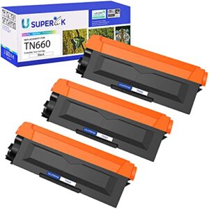 superink toner cartridge replacement compatible for brother tn630 tn660 tn-660 use with hl-l2300d dcp-l2520dw dcp-l2540dw hl-l2360dw hl-l2320d hl-l2380dw mfc-l2707dw mfc-l2720dw printer (black 3 pack)