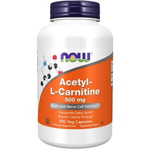 now supplements, acetyl-l carnitine 500 mg, amino acid, brain and nerve cell function*, 200 veg capsules